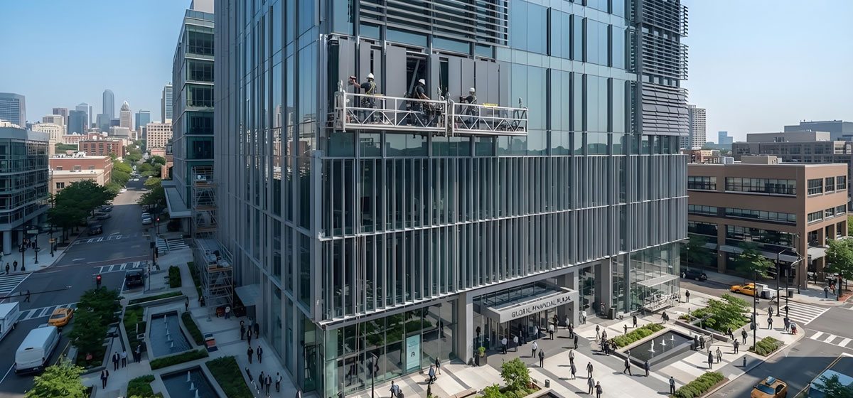 Large-scale-shopping-mall-facade-with-louvers Large-scale-shopping-mall-facade-with-louvers