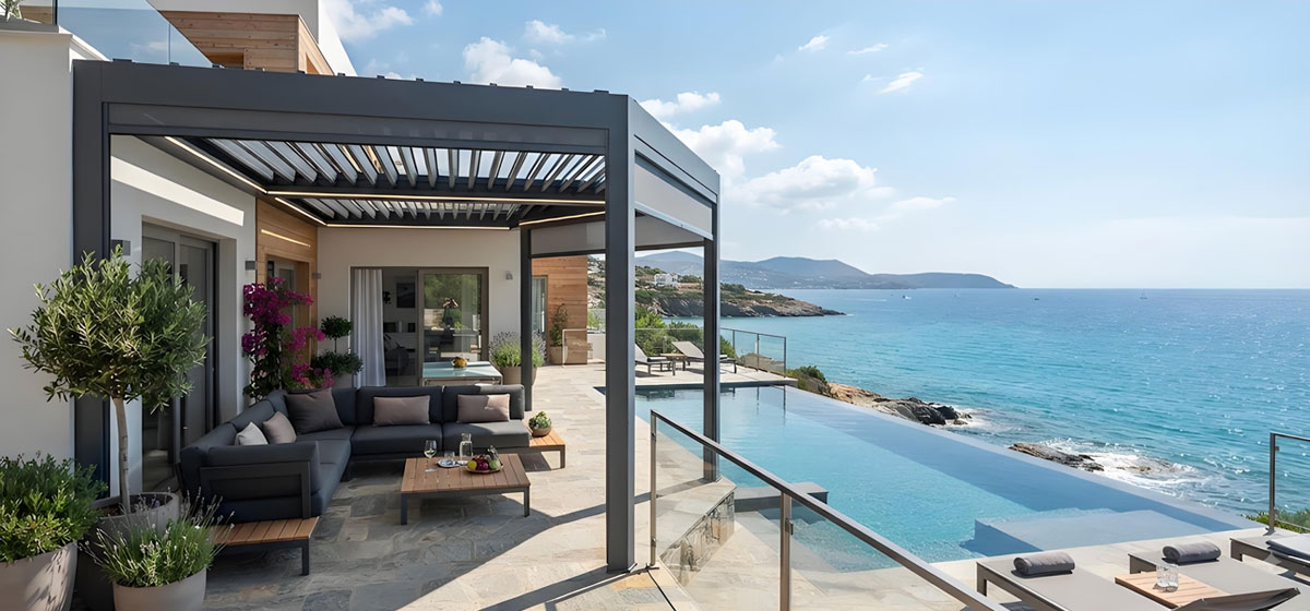 Aluminum-louvered-pergola-in-a-coastal-residential-outdoor-space