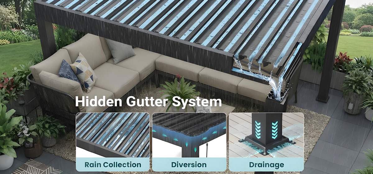Integrated-Drainage-System-for-an-Aluminum-Pergola