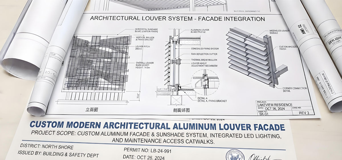 Custom-Modern-Architectural-Aluminum-Louver-Facade Custom-Modern-Architectural-Aluminum-Louver-Facade